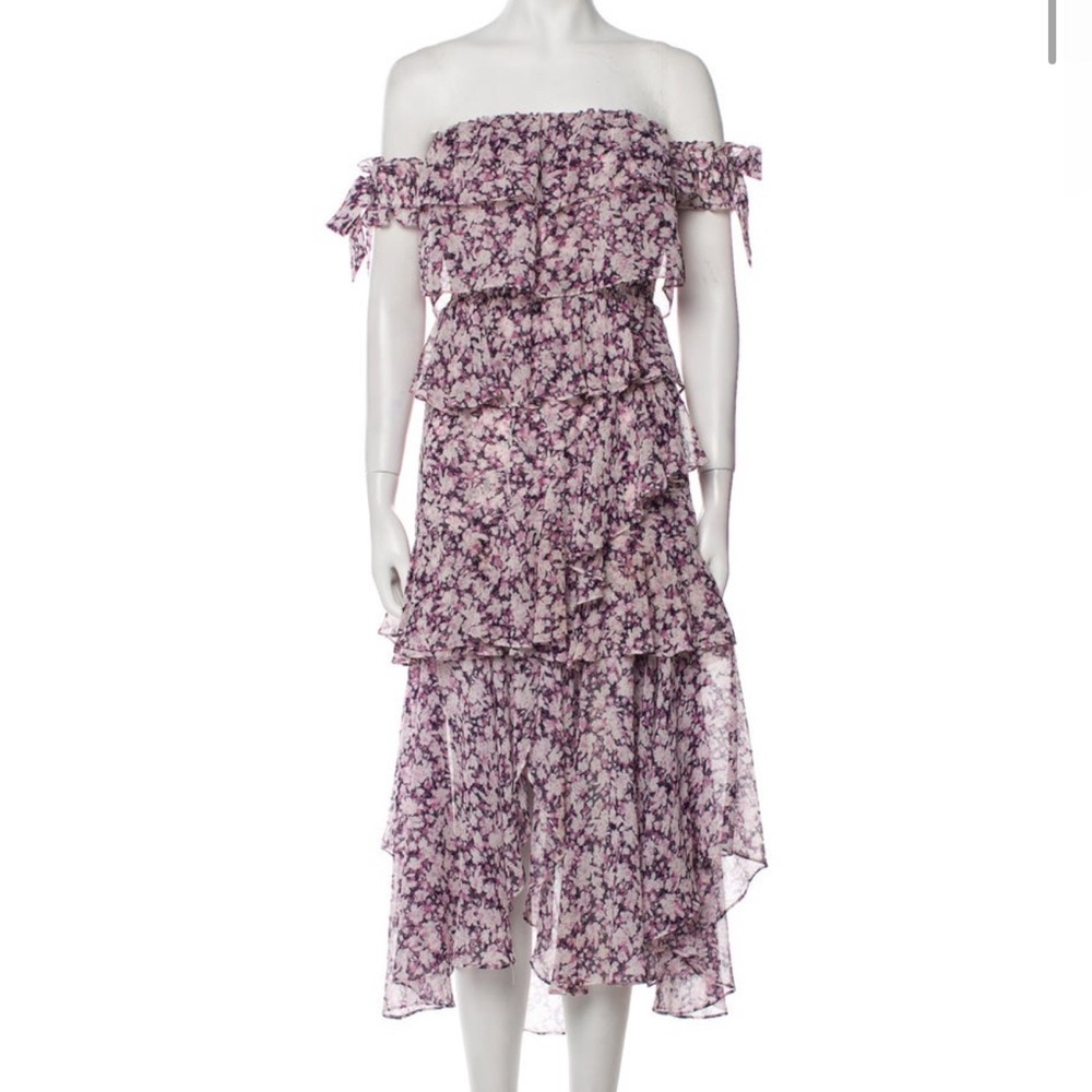 MISA LOS ANGELES Floral Layered Ruffle Dress